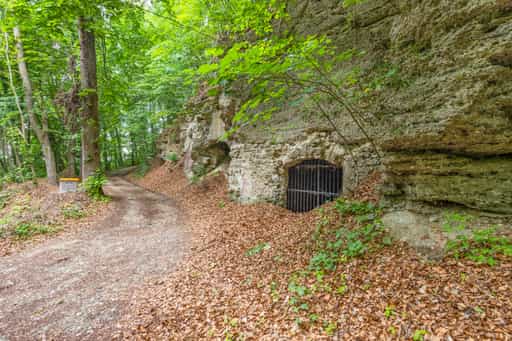 Alter Bierkeller im Tuffstein, Wald, Altötting, Oberbayern