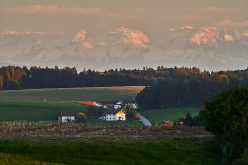 Aussicht, Hoheneck nach Aushofen, Altötting, Oberbayern