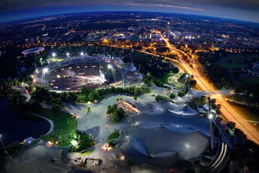 Aussicht Olympiaturm, Olympiapark, Olympiastadion, München