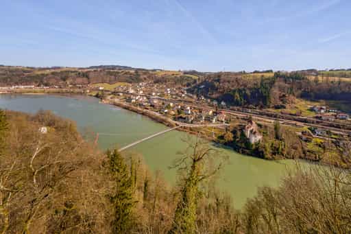 Aussicht Schloss Neuburg am Inn, Passau, auf Inn, Wernstein