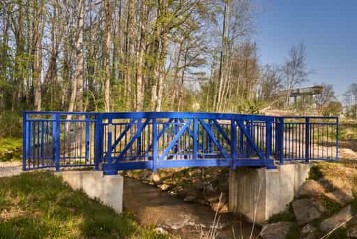 Blaue Brücke an der Fischtreppe am Inn, Stammham, Altötting