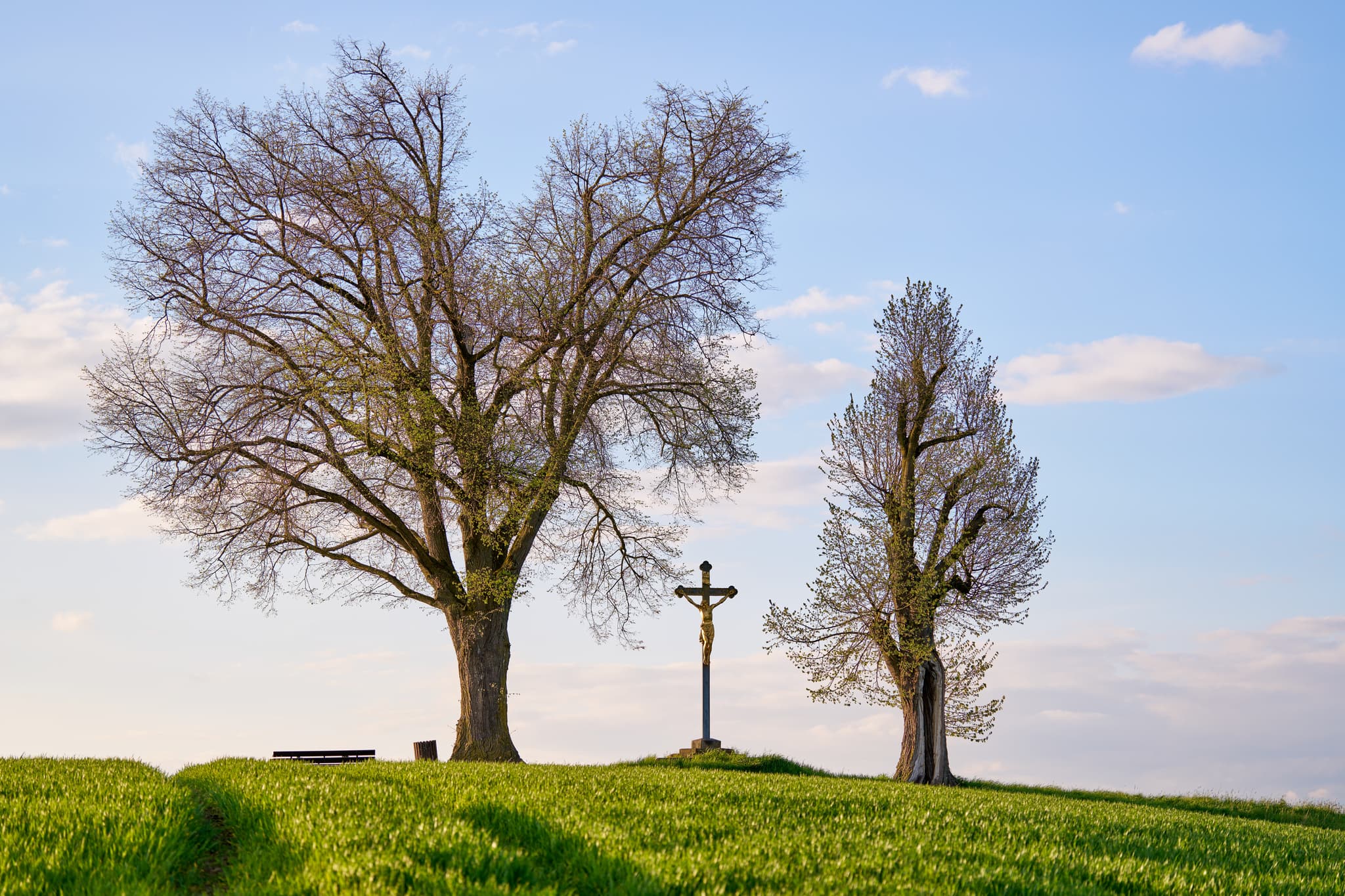 Feldkreuz Aussichtspunkt Bad Griesbach, Passau, Niederbayern - Blick auf das Feldkreuz am Aussichtspunkt in Karpfham, Gemeinde Bad Griesbach im Landkreis Passau, Niederbayern, Donau-Wald, Deutschland.