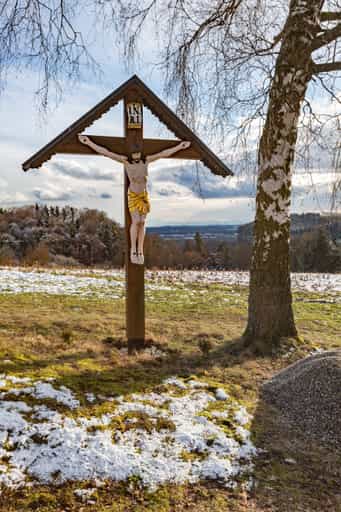 Kreuz Winter Landschaft, Friesing, Altötting, Oberbayern