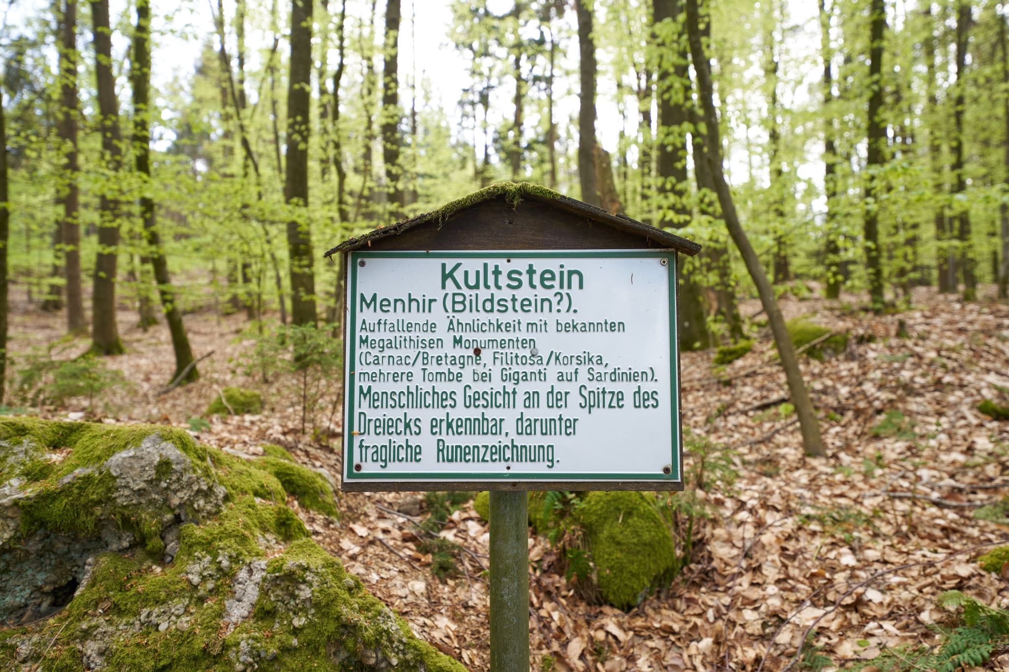 Kultstein, Menhir Bildstein, St. Salvator, Bad Griesbach - Informationen zum Kultstein in Bad Griesbach, Landkreis Passau, Niederbayern, Bayern, Deutschland. Der Stein befindet sich in einem Waldgebiet.