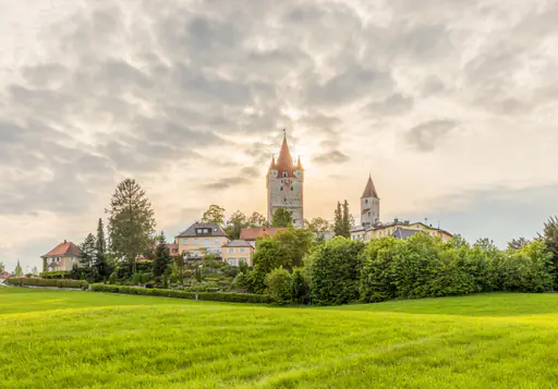 Landschaft mit Schlossturm Burg Turm, Haag, Mühldorf am Inn