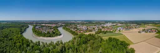 Luftbild Inn, Stadt Mühldorf, Oberbayern, Inn-Salzach