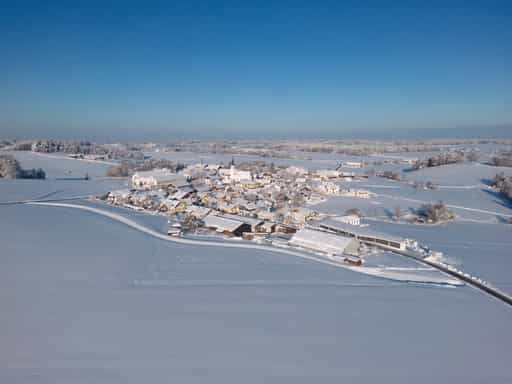 Luftbild Winter, Arbing, Reischach, Altötting, Oberbayern