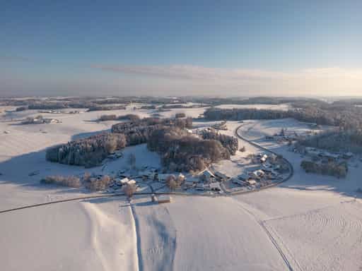 Luftbild Winter, Waldberg, Altötting, Oberbayern