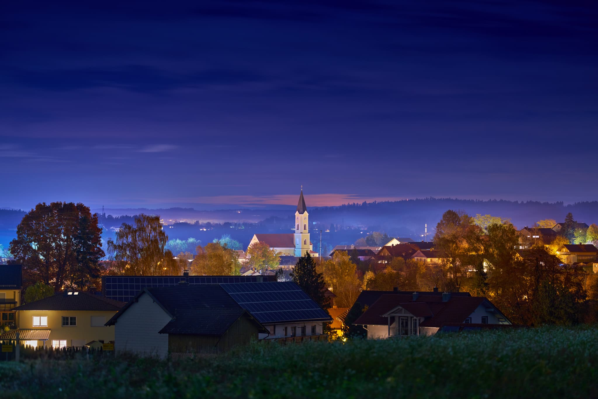 Nachts in Mitterskirchen, Herbstbild, Rottal-Inn