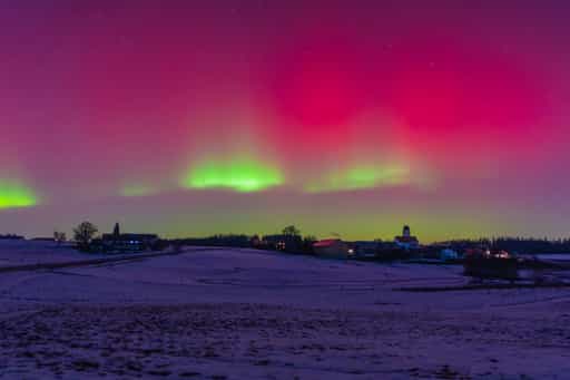 Ortsansicht mit Polarichter 19.01.2026, Ecking, Altötting