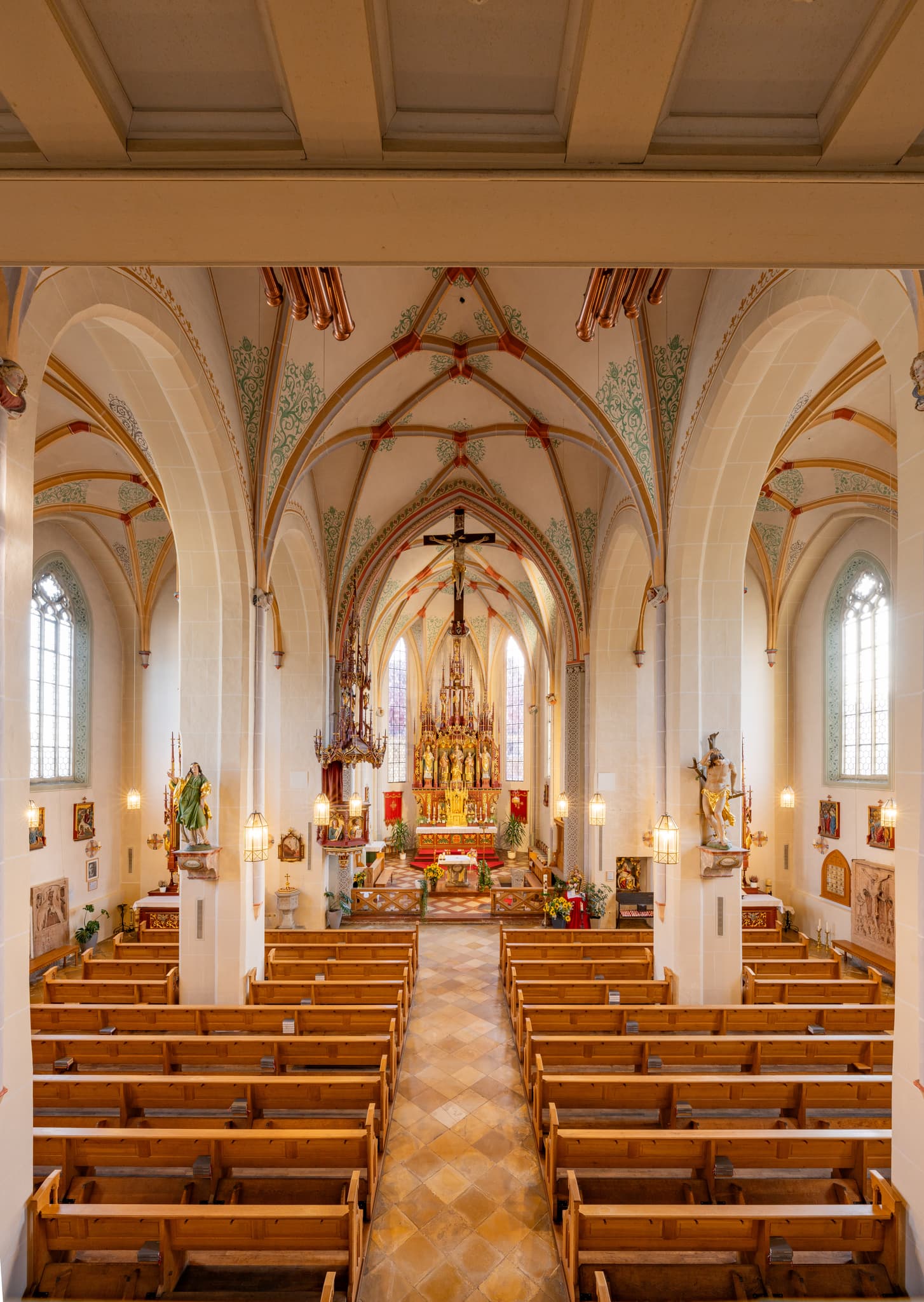 Pfarrkirche St. Stephanus, Triftern, Rottal-Inn - Innenansicht der Pfarrkirche St. Stephanus in Triftern, Landkreis Rottal-Inn, Niederbayern, Holzland, Bäderdrieck, Bayern, Deutschland.