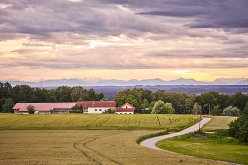 Richtung Gmeinholzen Alpenblick, Ehrnsberg,  Oberbayern