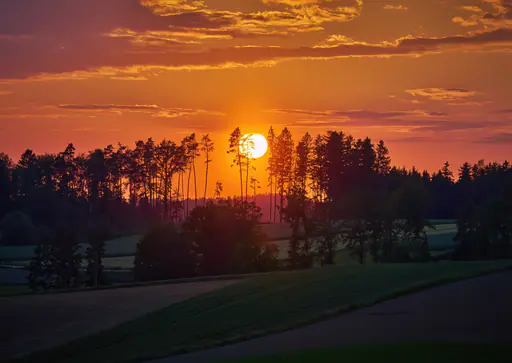 Sonnenuntergang bei Holzham, Landkreis Rottal-Inn