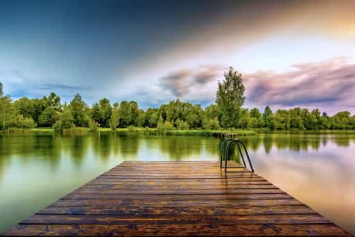 Stimmung, Badesee Steg gerade, Altötting, Oberbayern