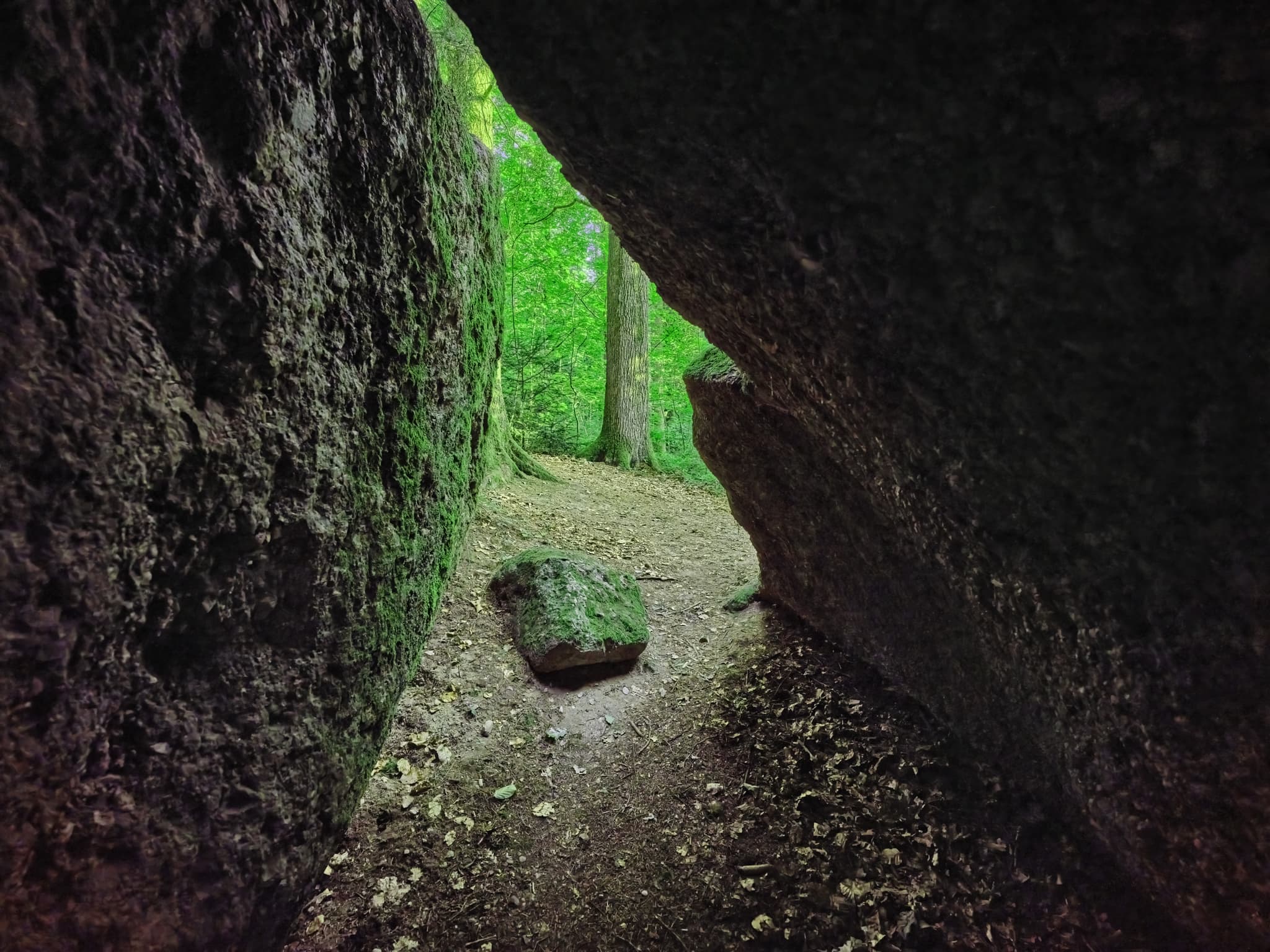 Teufelsfelsen, Waldwunderwelt, Bad Griesbach - Teufelsfelsen in Bad Griesbach, Landkreis Passau, Niederbayern, Deutschland. Darstellung auf Felsen.