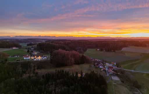 Waldberg mit Alpen, Reischach, Altötting, Oberbayern