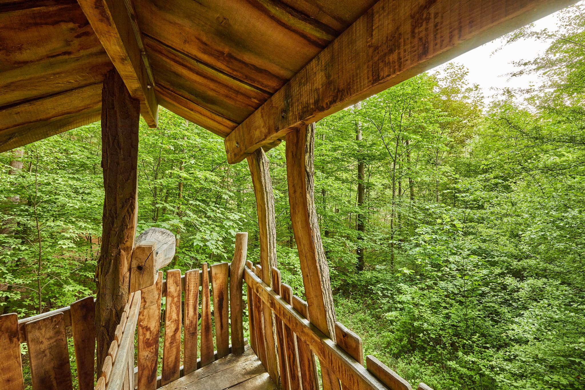 Walderlebnispfad Alz Au bei Klosterau, Altötting, Oberbayern - Walderlebnispfad Alz Au in Klosterau, Mehring, Altötting, Oberbayern, Deutschland. Holzkonstruktion in der Region Inn-Salzach umgeben von grüner Waldlandschaft.