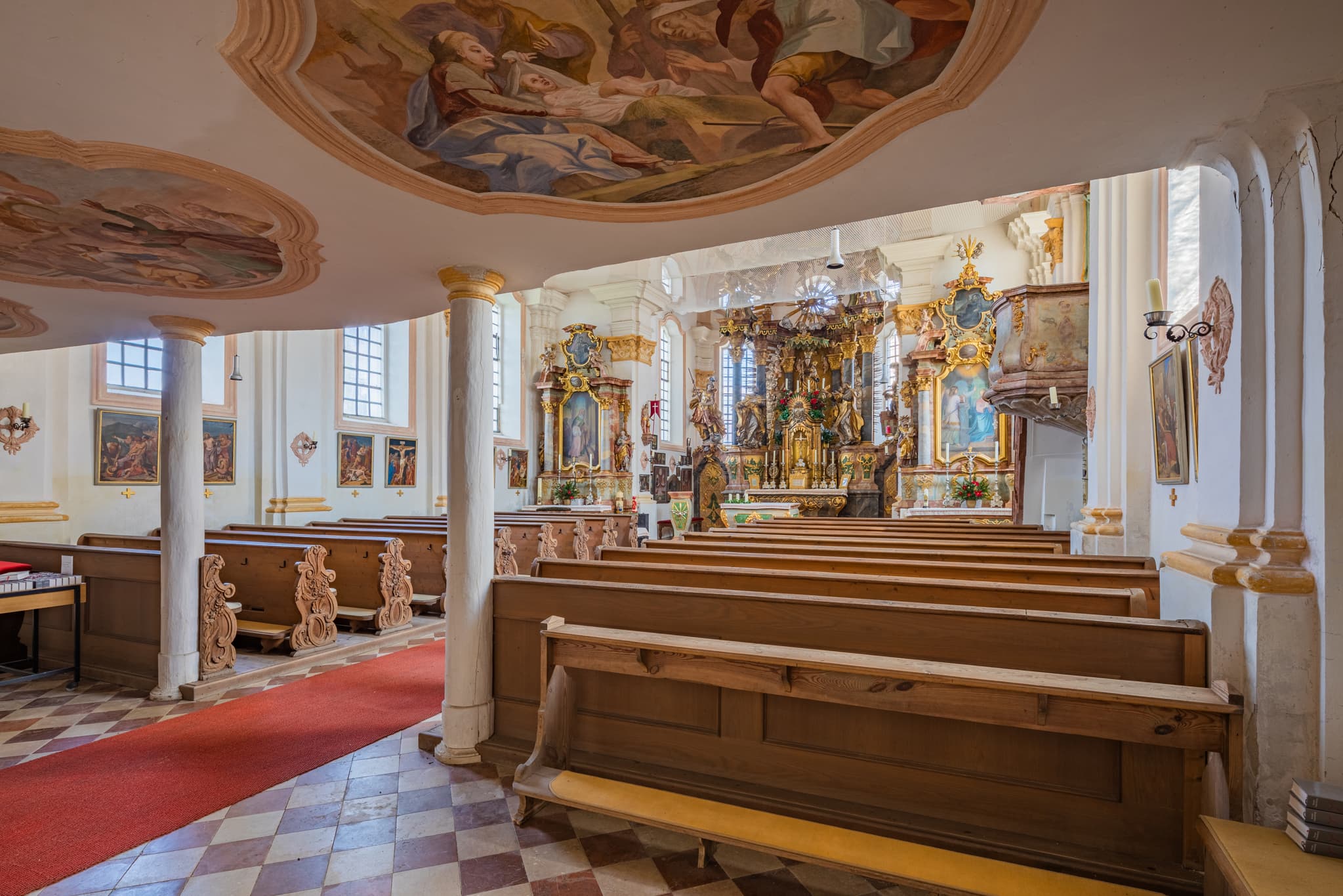 Wallfahrtskirche Maria Heimsuchung, Anzenberg, Rottal-Inn - Wallfahrtskirche Maria Heimsuchung in Anzenberg, Innen, Gemeinde Massing, Landkreis Rottal-Inn, Niederbayern, Region Holzland, Deutschland.